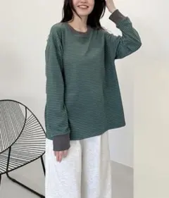 ぷーさん pusan pu's'elect ボーダーTシャツ グリーン