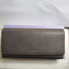 ポール・スミスのグレーの長財布 一部内側ピンク牛革