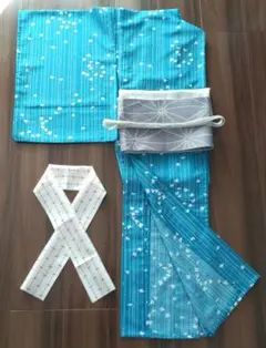 洗える着物 絽 春夏 リバーシブル半幅帯 半襟 帯締 三分紐 帯揚♥️６点セット