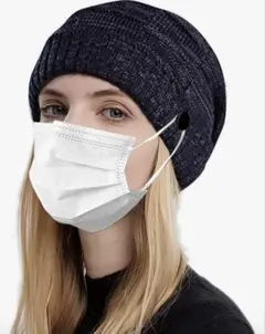 ニット帽❄メンズ レディース 防寒帽子 裏起毛 暖かい 風もれない ボタン付き❣️