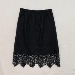 【美品✨モテコーデ】AZUL PRIMERA スカラップレース膝丈スカート 黒