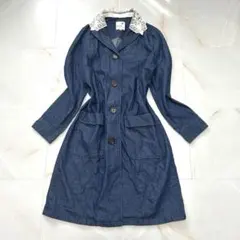 earth デニムワンピース 襟レース2way 韓国風 ロング M