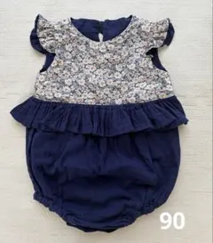 90 ハンドメイド ロンパース リバティ アリスW ダブルガーゼ