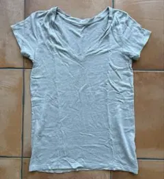 J.CREW リネン100% VネックTシャツ グレー XS
