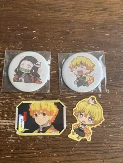 鬼滅の刃　鬼滅　ダイカットステッカー　缶バッチ　かま門ね豆子　我妻善逸