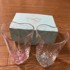 不二家　ペコちゃん　ハート型ガラスカップ 2個セット