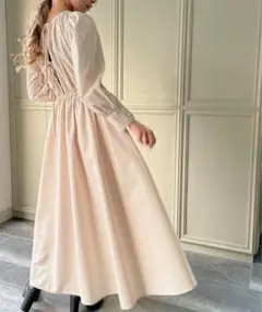 ジュノア♡バックリボン ベージュ 長袖ワンピース