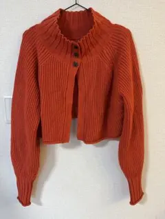 レイカズン　オレンジ クロップドカーディガン