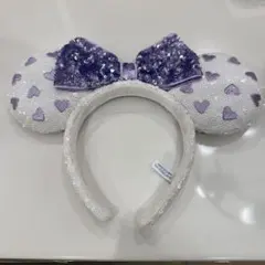 ディズニー カチューシャ 白紫ハート