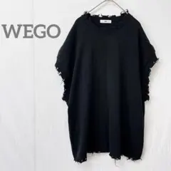 【ウィゴーWEGO 】フリンジ付き黒ベスト オーバーサイズ ゆったり 綿100%のサムネイル