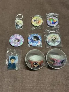 【未使用】名探偵コナンくら寿司景品セット　缶バッジ　チャーム　消しゴム　マステ