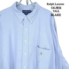 62 USA古着 ラルフローレン シャツ ブルー 5XL相当 4XL TALL