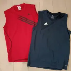adidas ノースリーブスポーツシャツ 2枚セット 160cm 美品のサムネイル