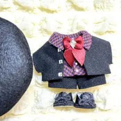10cm ぬい服　ベレー　スーツ　靴　赤