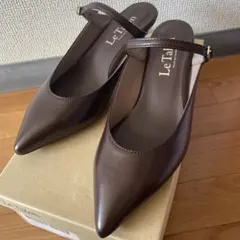 Le Talon ブラウンレザー ミュール ヒール4.5cm