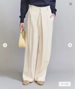 新品未使用◆BEAUTY&YOUTH◆フロントタックパンツ◆オフホワイト◆M