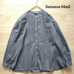 Samansa Mos2 サマンサモスモス ピンタックバンドカラーブラウス F