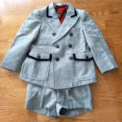Kids Formal Suit Setup Gray Bow Tie with Suspenders