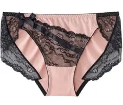 プレーンショーツピンク×ブラック サテン カシュクールレース aimerfeel