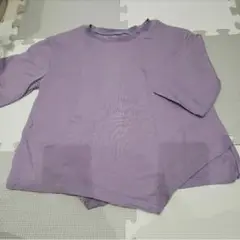 キッズ 110 Tシャツ 綿100% ビールーム 5分丈 パープル 秋冬