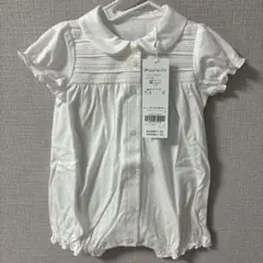 タルティーヌエショコラ ホワイト 襟付きロンパース 70cm/日本製/レース付き