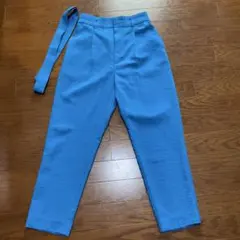 VIS 共布リボン付き テーパードパンツ S ブルー