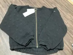 最終お値下げ　プティマイン　リボンキルト　ジップ羽織り　ブラック　新品