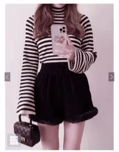 ♡ GRL ボーダー柄フレアスリーブリブニットトップス k9086b ♡