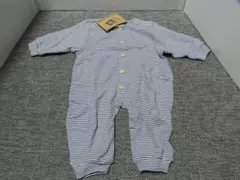 未使用タグ付き　 青白ストライプロンパース　 62/68