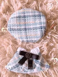 即購入可！ぬい服　ぬいぐるみ服　ポンチョ　水色　2点セット10cm