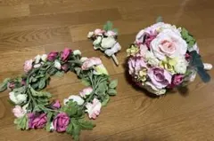 ウェディングブーケ 花冠 ブートニア 3点セット