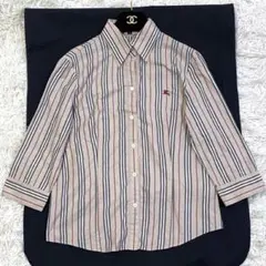 【サイズ42✨】バーバリーロンドン ノバストライプ ホースロゴ シャツ 七分袖