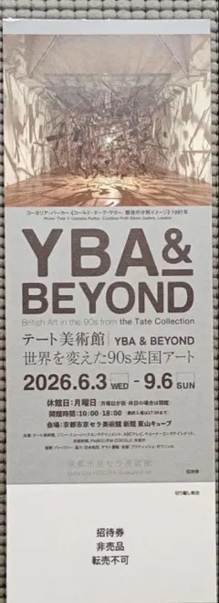 テート美術館　YBA & BEYOND　招待券　京セラ美術館のサムネイル