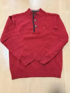 【美品】ライル＆スコット ブラックレーベル ハーフボタン ニットセーター M 赤