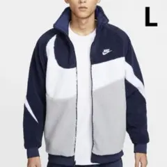 ナイキ スウッシュ メンズ フルジップ リバーシブル ボア ジャケット L 紺色