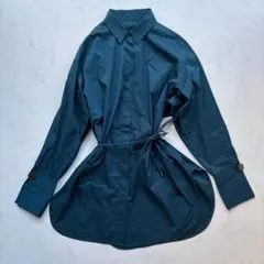 【美品】Luftrobe シャツブラウス ベルト付 紺 9 M相当（H145）のサムネイル