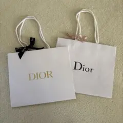 Dior ホワイトショップ袋　大2個セット　リボン付き