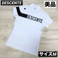 【美品】デサントゴルフ　 モックネック　半袖シャツ ストレッチ　ホワイト　Mのサムネイル