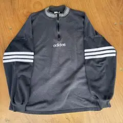 adidas ハーフジップ　スウェット　刺繍ロゴ　常田大希　黒　 XXLサイズ adidas ハーフジップ スウェット 刺繍ロゴ 常田大希 黒 XXLサイズ