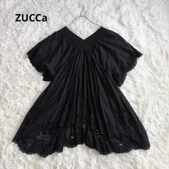 ZUCCa ズッカ クイーン刺繍 カットワークレース チュニック ブラウス 黒のサムネイル