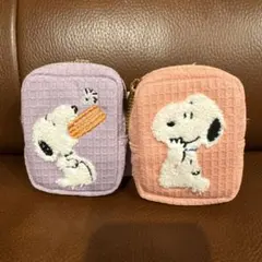 スヌーピー　サガラ刺繍　ポーチ　カラビナ付き2つセット