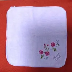 【大特価❗未使用品❗】バラ刺繍が美しい薄紫色ミニタオルハンカチ