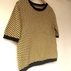 PULL&BEAR シェブロン柄 半袖ニット M