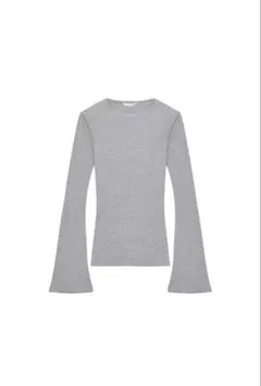 ZARA フレアロングスリーブリブTシャツ　M