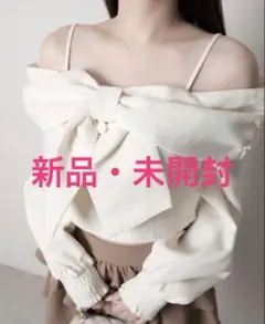 LIPSERVICE リボンオフショルロングスリーブトップス アイボリー