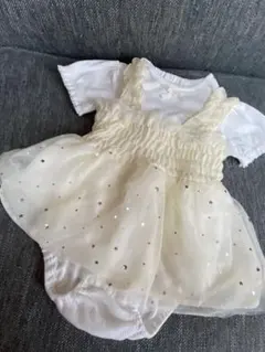 ベビーロンパース　星柄チュールドレス風　80cm