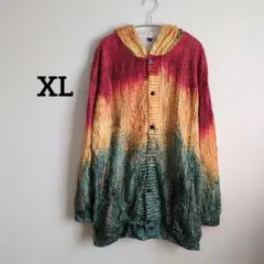 パーカー 【XL】グラデーション フード付きパーカー ボタン