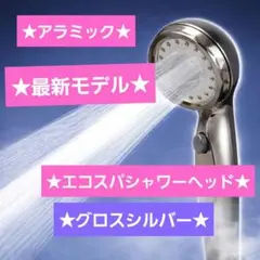 アラミック　シャワーヘッド　エコスパ　最新モデル　グロスシルバー① アラミック シャワーヘッド エコスパ 最新モデル グロスシルバー