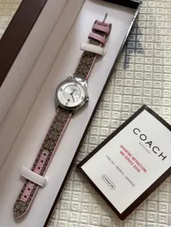 COACH クォーツアナログ腕時計 ピンク/グレー