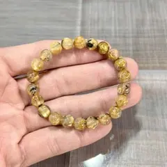 金運強　太陽放射ルチルブレスレット　ヘマタイト　ルチルクォーツ　2-11